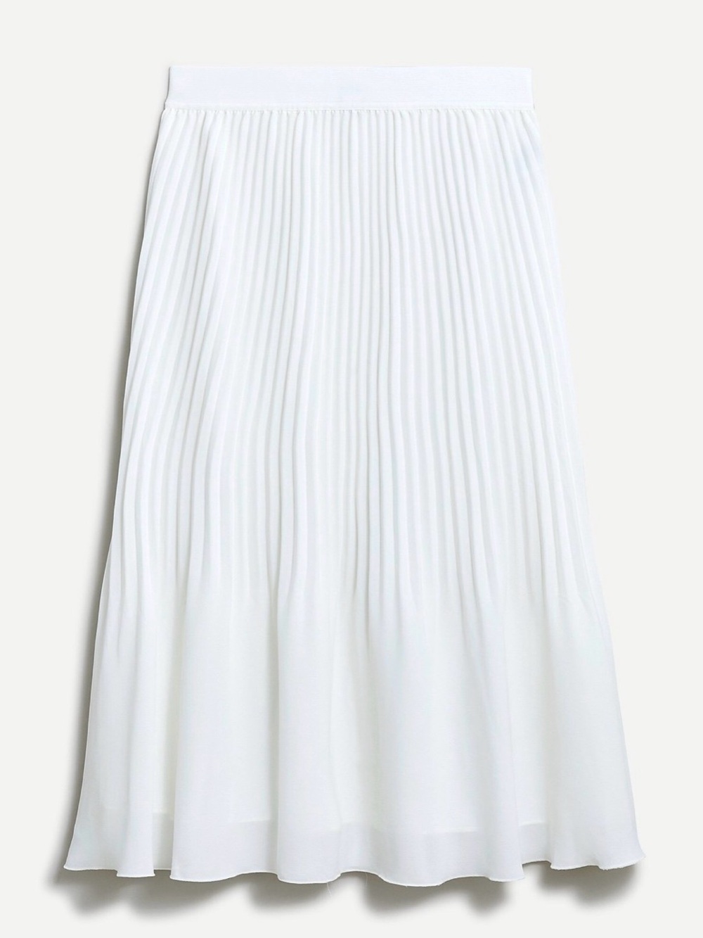 J. Crew White Pleated Midi Skirt